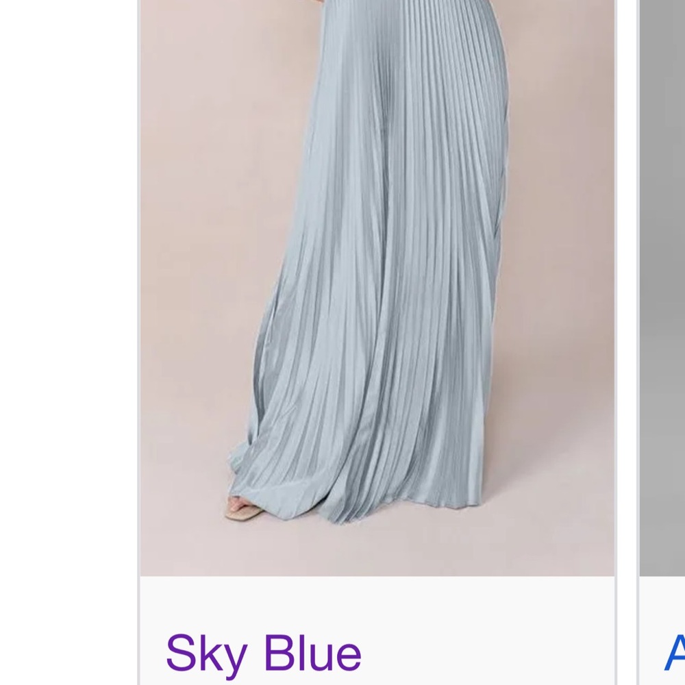 Revelry Sky Blue Vivian Satin Pleated Dress - Picture 8 of 12